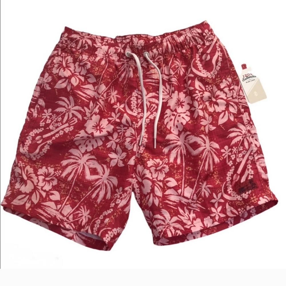 🌊 Izod Mens Swim Trunks Saltwater Red 2XL NWT